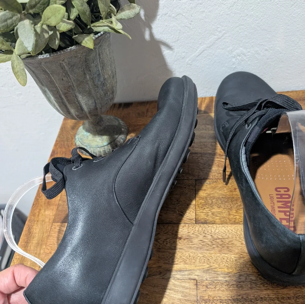 Camper Atom Men's Work Shoe‎ Size 10.5 Black Leather Lace Up